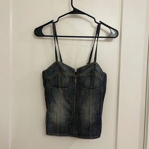 Vintage Y2K Mudd Denim Zipper Corset Tank Top Grunge Streetwear Punk